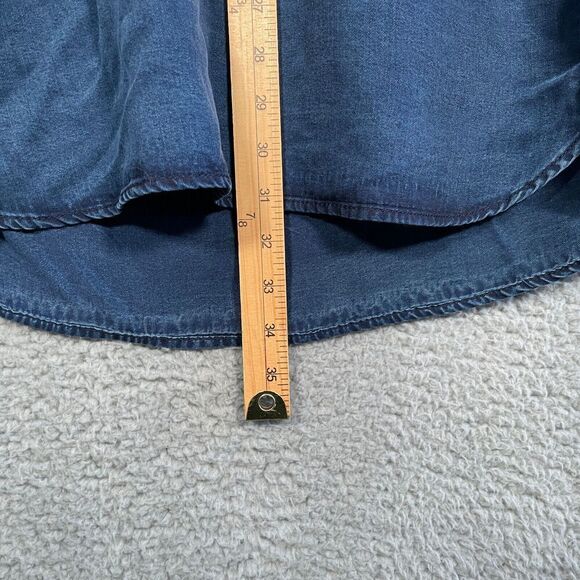 H&M Dress Women's 2 Blue Denim Chambray Tunic Stretch V-Neck Lyocell - Picture 7 of 10